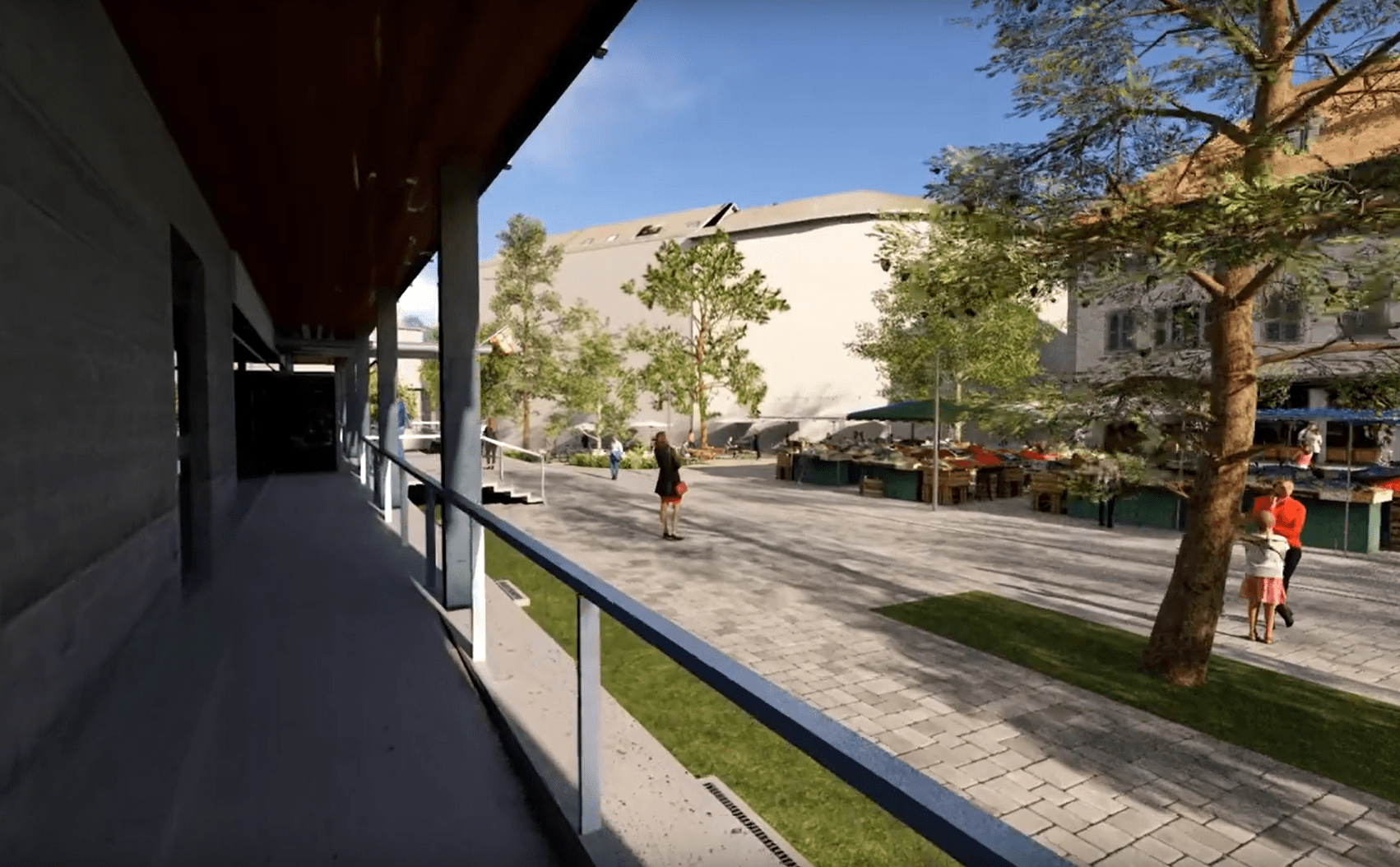 Aménagement de la place du marche d'Aigle, visualisation dans une maquette 3D temps réel pour contrer un référendum populaire
